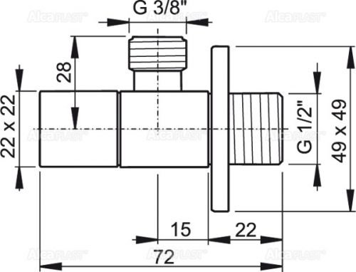 ARV002 Угловой вентиль 1/2" × 3/8", квадратный Alca Plast в Абинске